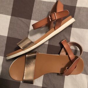 Lane Bryant Rose Gold & Cognac Sandals